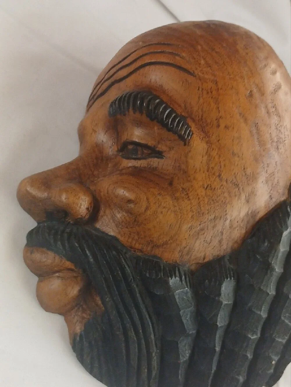 Hand-Carved Brown and Black Wooden Wall Mask - Home Accents